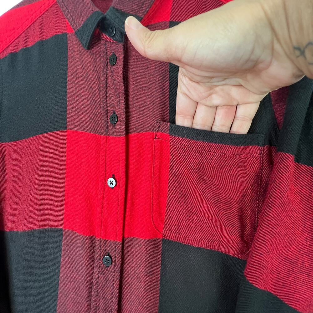Athleta Heat Gen 2.0 Button Down Flannel Top Long Sleeve Buffalo Plaid Red XS - Picture 6 of 11